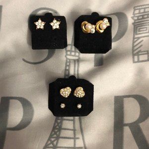 Fashion Earrings Gold Tone 4 Pairs NOC